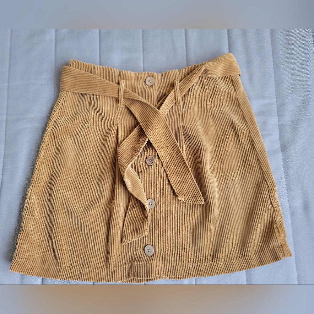 Corduroy Button-Front Tan Skirt size L
